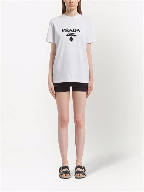 prada t shirt sequined embellished|Prada sequin.